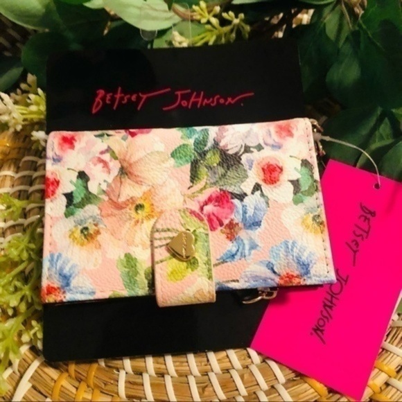 Betsey Johnson Floral Snap Wallet Gold Tone Hardware Nwt